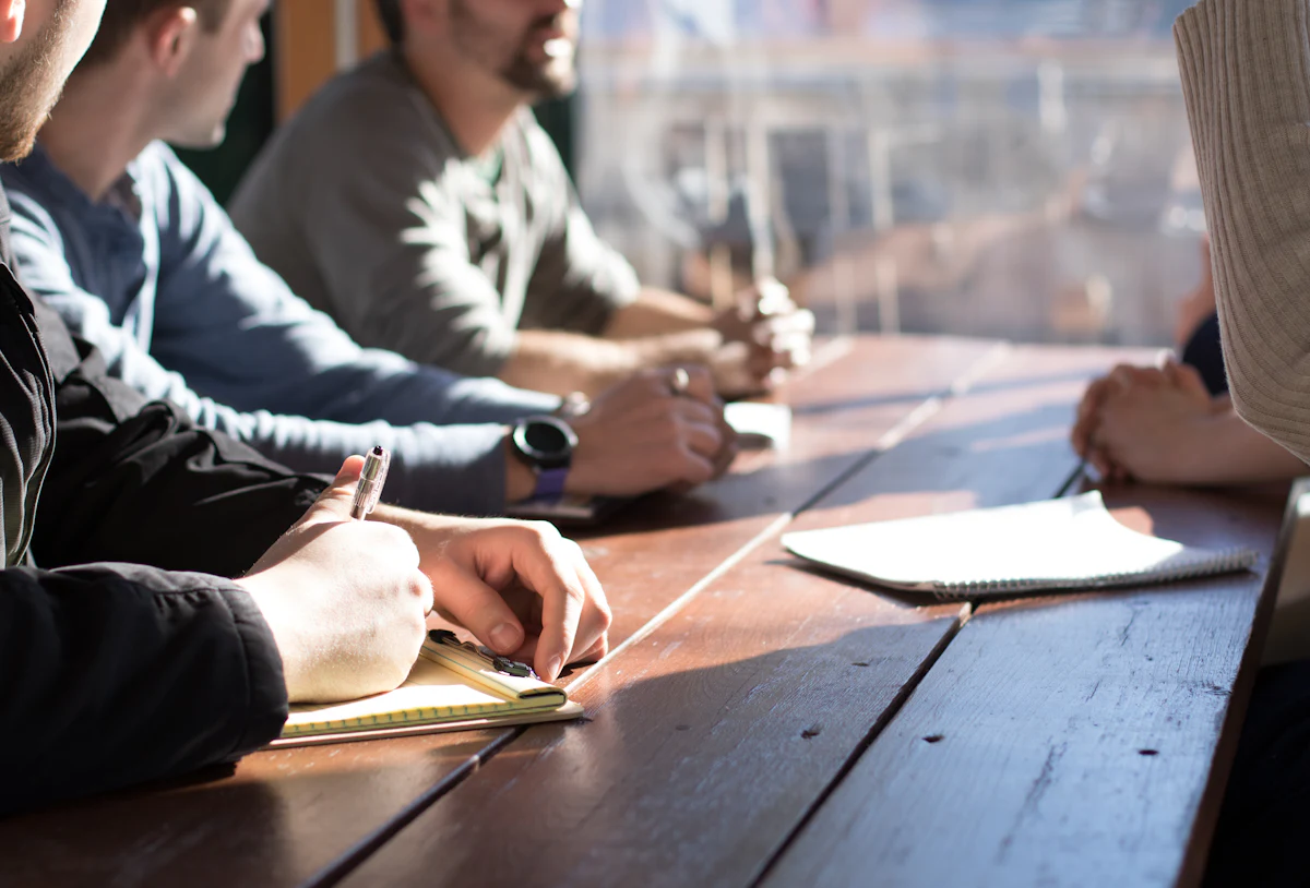 Corporate team in a bright boardroom presentation